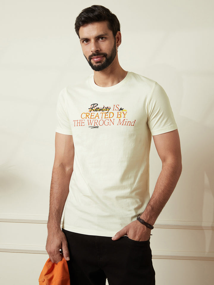 Typographic Printed T-Shirt | Off White