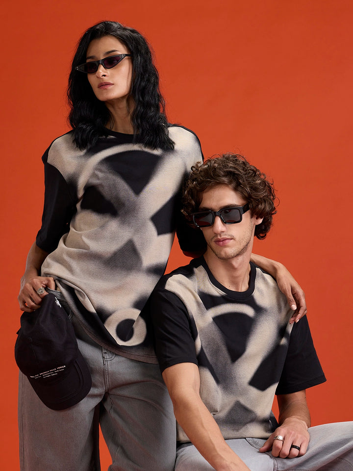 Wrogn Men’s Oversized Graphic Print T-Shirt | Black