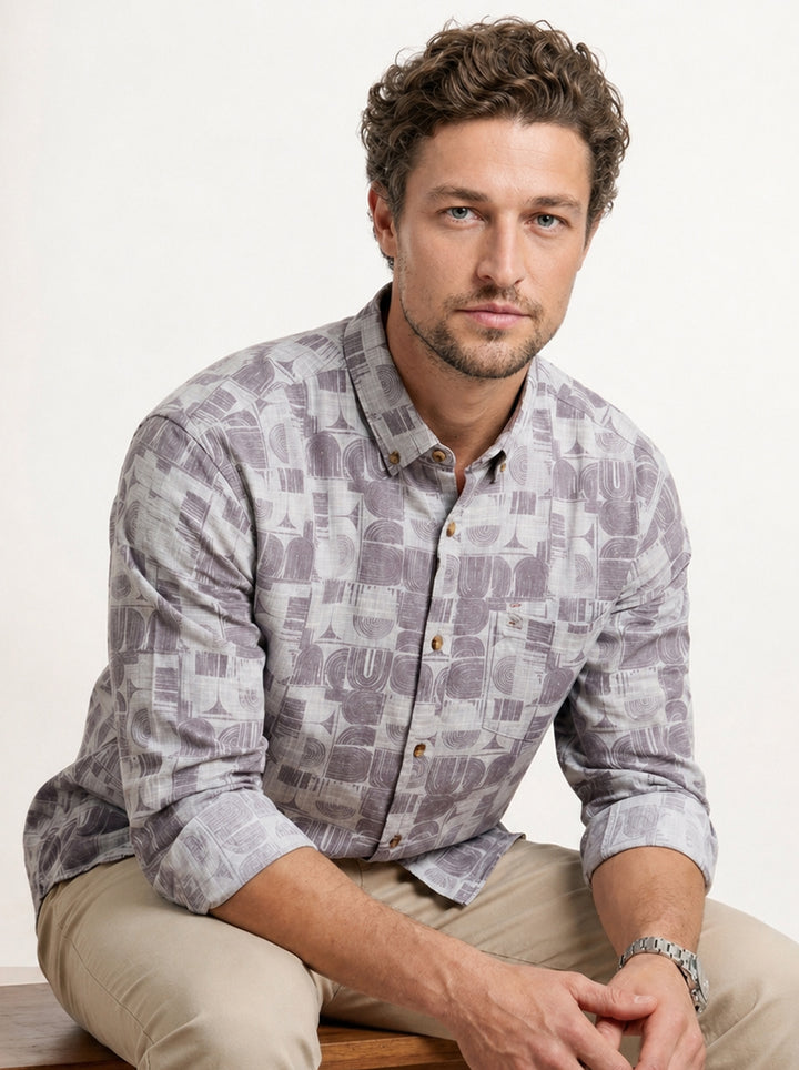Slim Fit AOP Full Sleeve Shirt | Purple