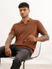 Solid Slim Fit Flatknit Polo T-Shirt | Brown | WPT02HSSL1252S