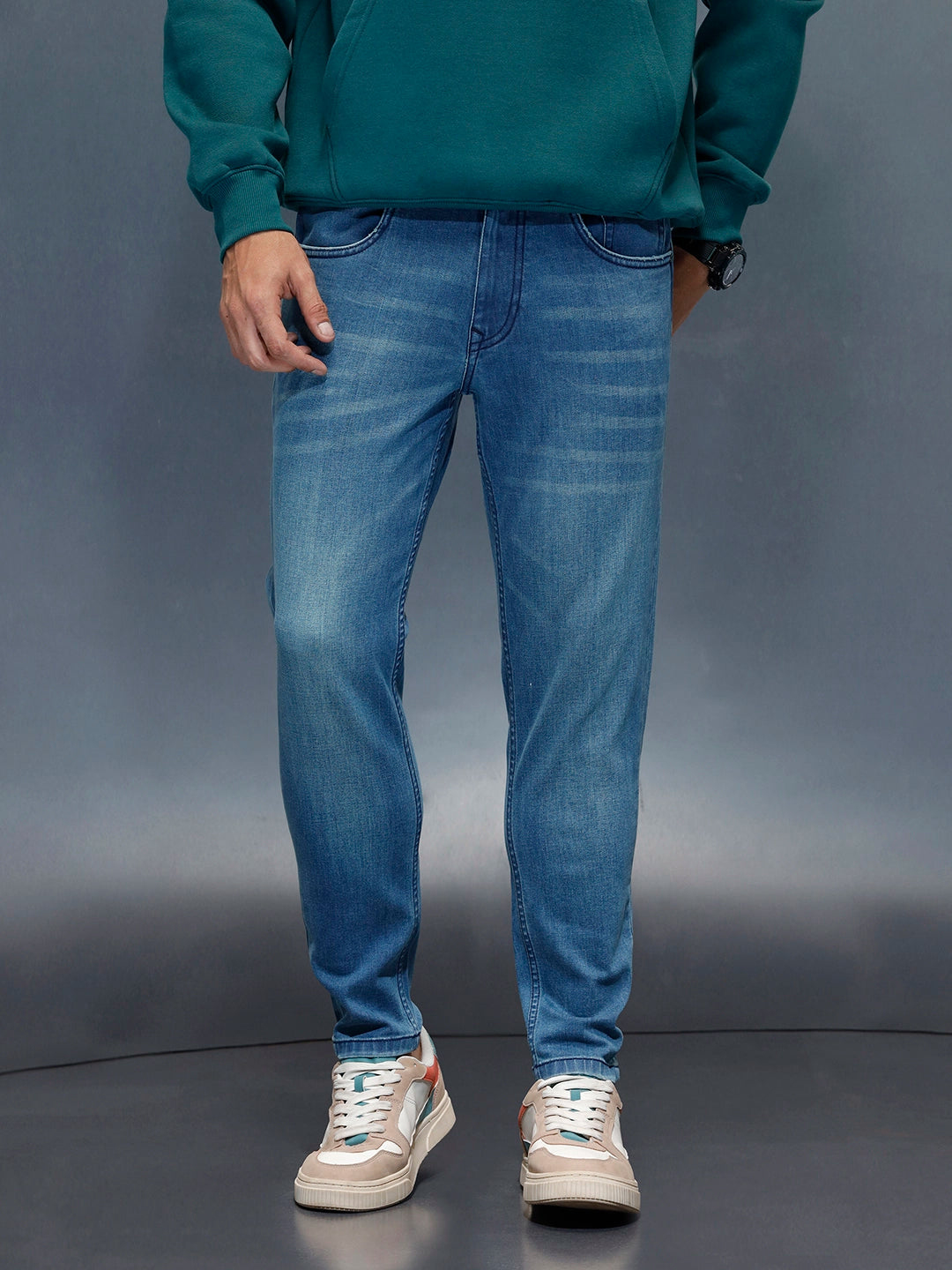 Men's Casual Skinny Crop Fit Jeans | Blue