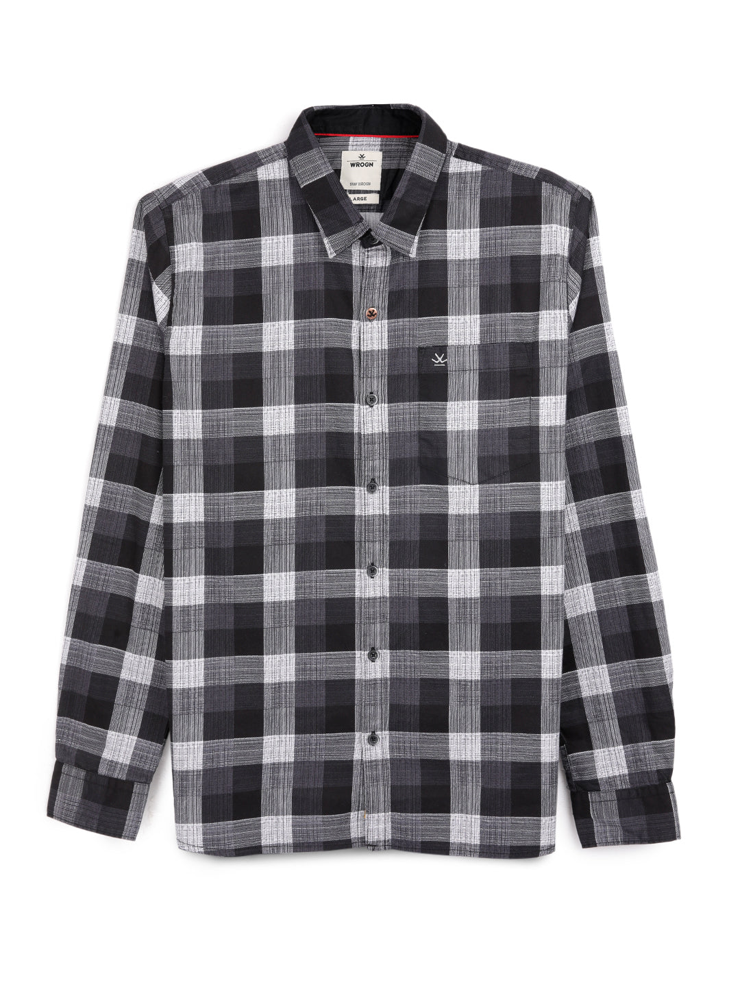 Premium Long Sleeve Checked Black Shirt