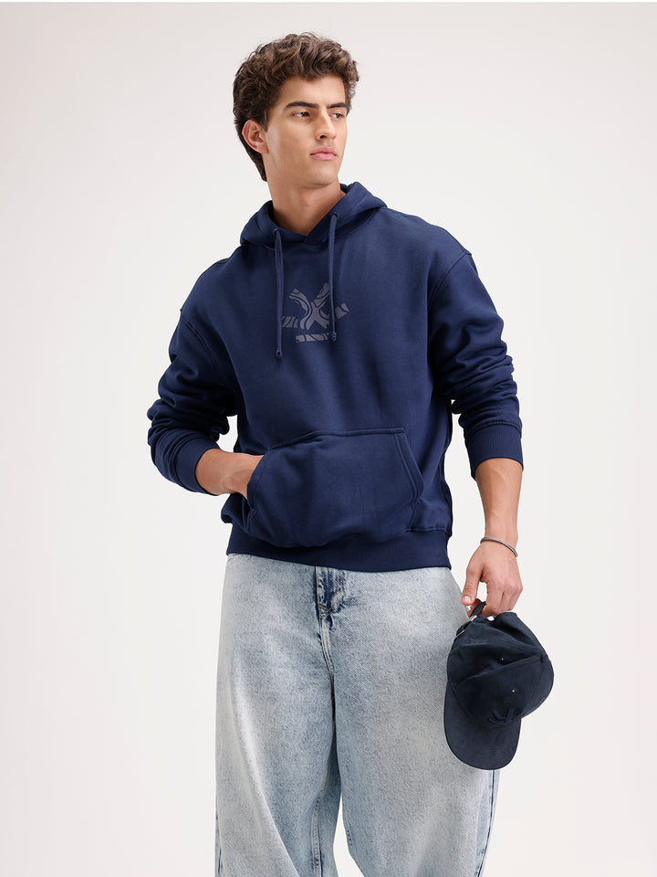 Solid Oversized Fit Hoodie  | Blue