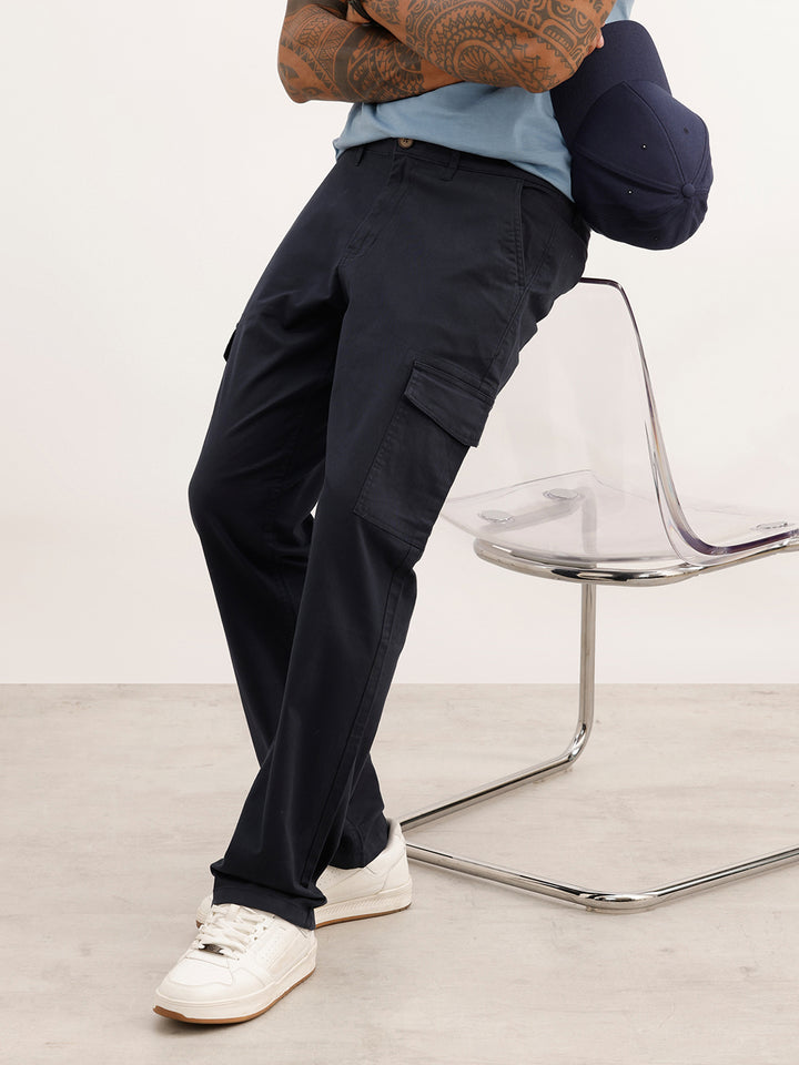 Solid Straight Fit Trouser | Navy Blue