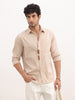 Solid Slim Fit Full Sleeve Shirt | Beige