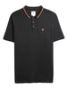 Solid Black  And Orange Tipping Polo T-Shirt