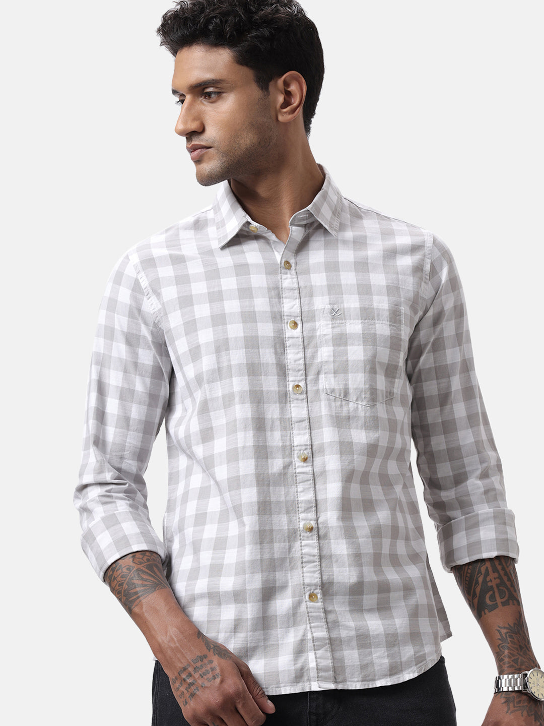 Grey & White Urban Checked Shirt