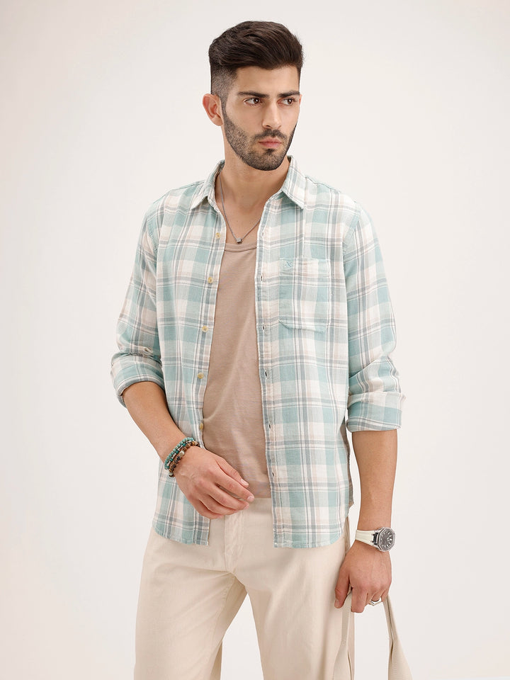 Regular Fit Checkered Shirt | Green