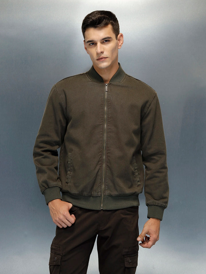 Men's Casual Comfort Fit Bomber Jacket | Olive