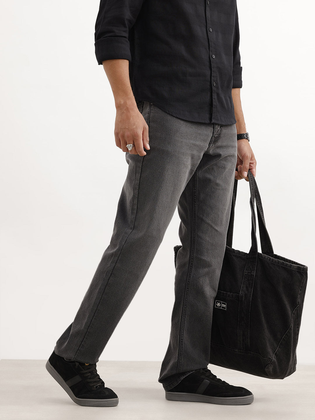 Slim Fit Faded Denim Jeans | Dark Grey