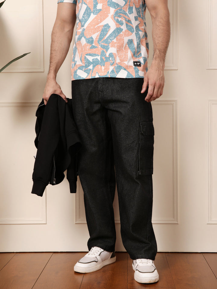 Loose Fit Utility Denim Cargo | Black