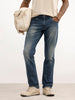 Faded Straight Fit Denim Jeans | Blue