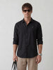 Linen Blend Slim Fit Shirt | Black