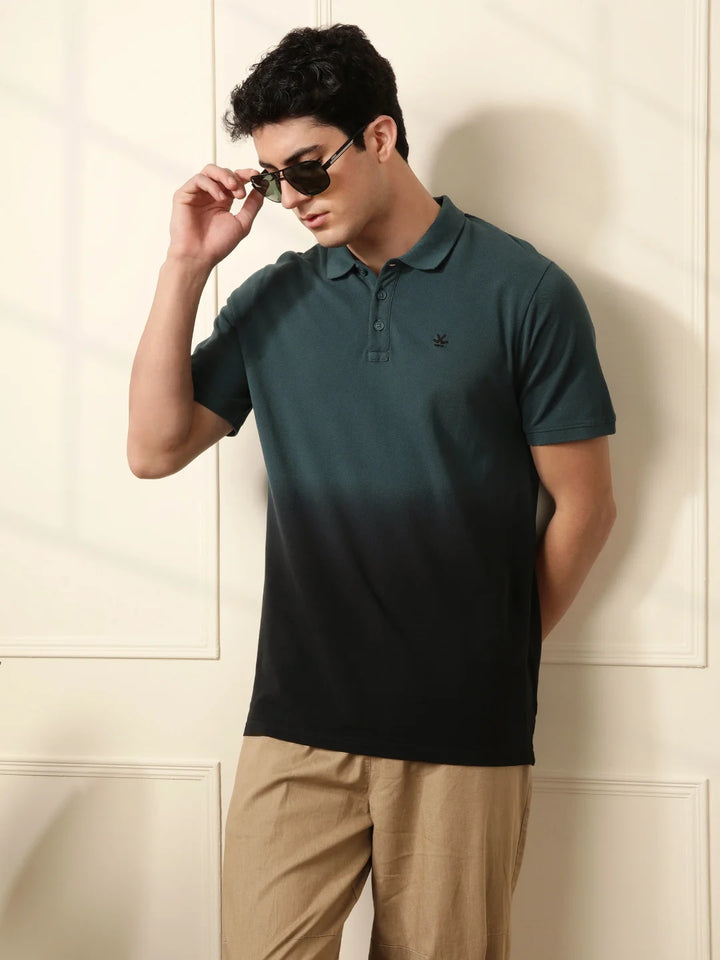 Washed Slim Fit Polo T-Shirt in Teal