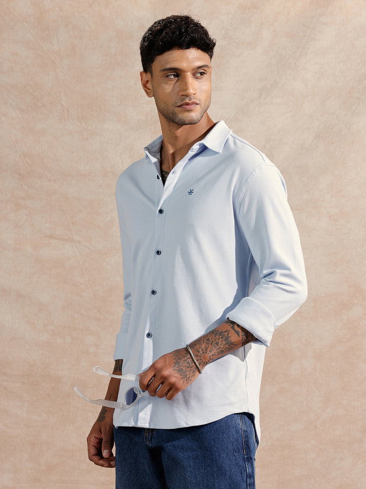 Pique Knitted Shirt | Blue