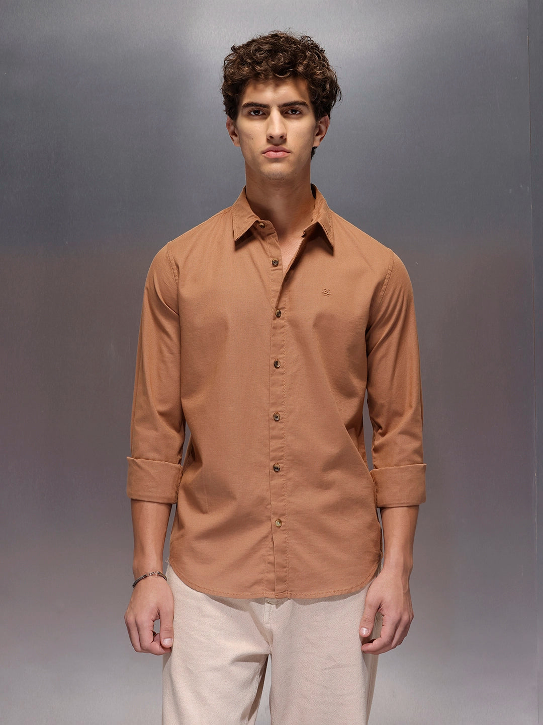 Men's Slim Fit Casual Shirt  |  Rust