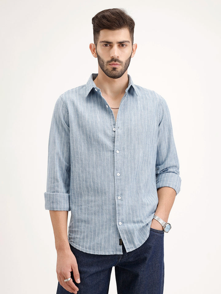 Slim Fit Striped Shirt | Blue