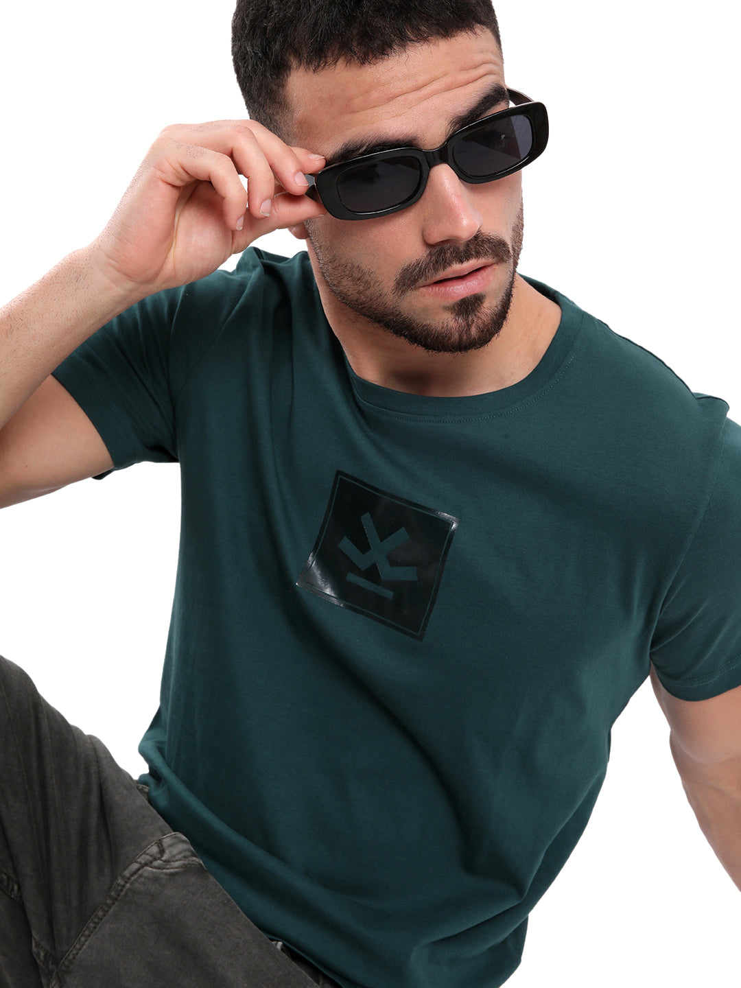 Urban Dark Green Printed T-Shirt