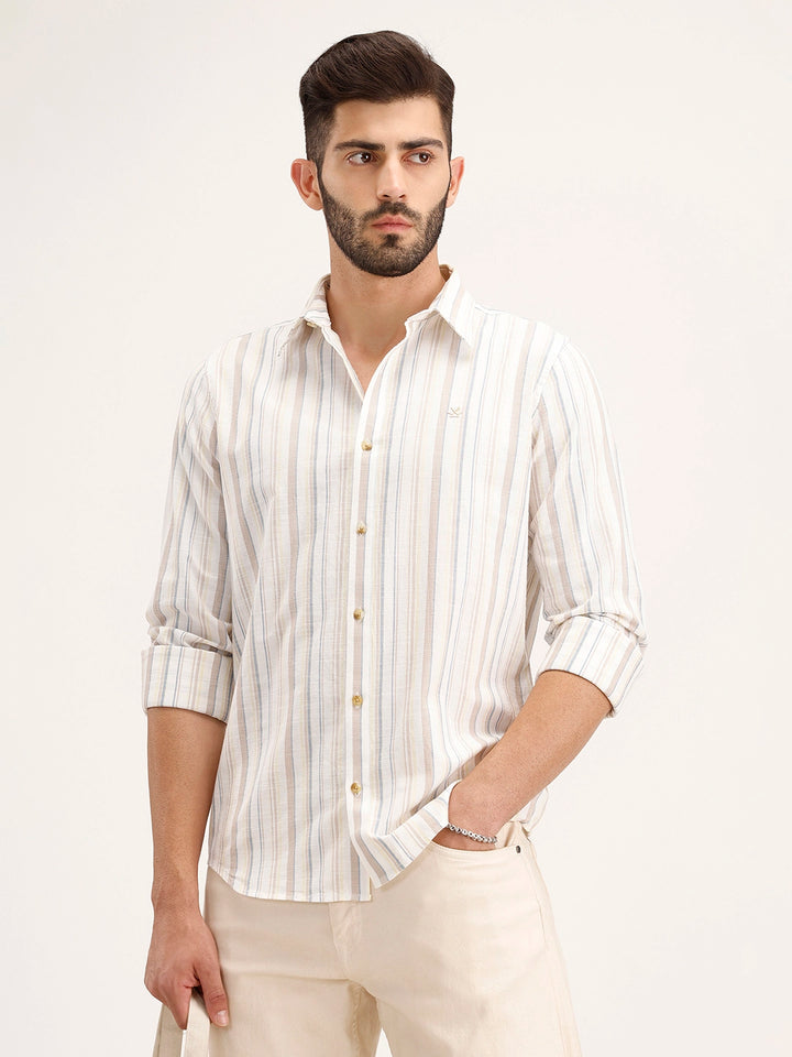 Slim Fit Striped Shirt | White