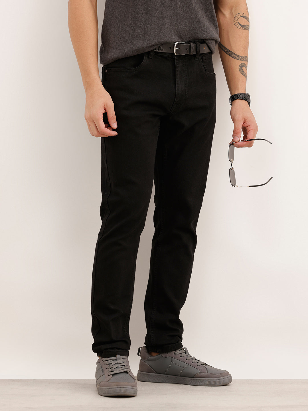 Solid Skinny Fit Denim Jeans | Black