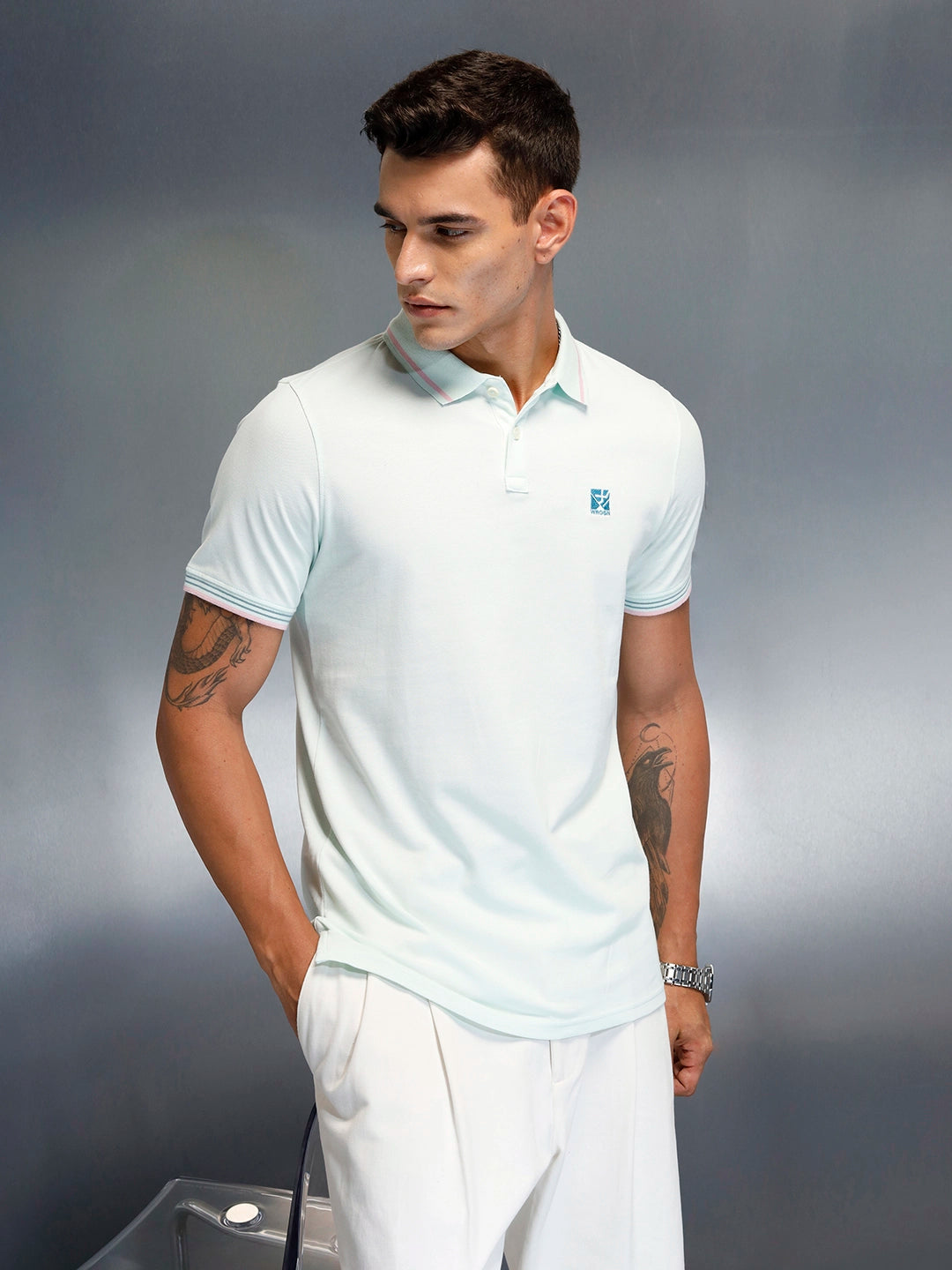 Men's Casual Regualr Fit Polo T-Shirt | Light Blue