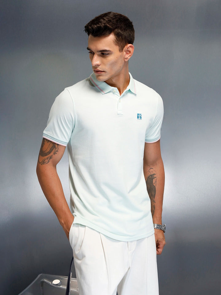 Men's Casual Regualr Fit Polo T-Shirt | Light Blue