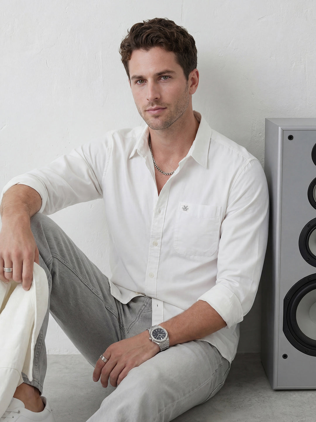 Solid Full Sleeve Shirt | White