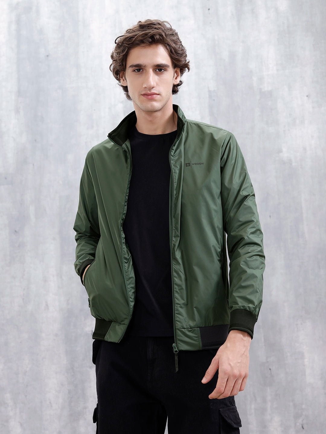 Classic Zip-Up Casual Jacket For Men | Green