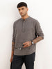 Textured Slim Fit Mandrin Collar Shirt | Grey