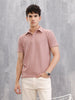Jacquard Textured Knit Polo In Slim Fit  |  Pink