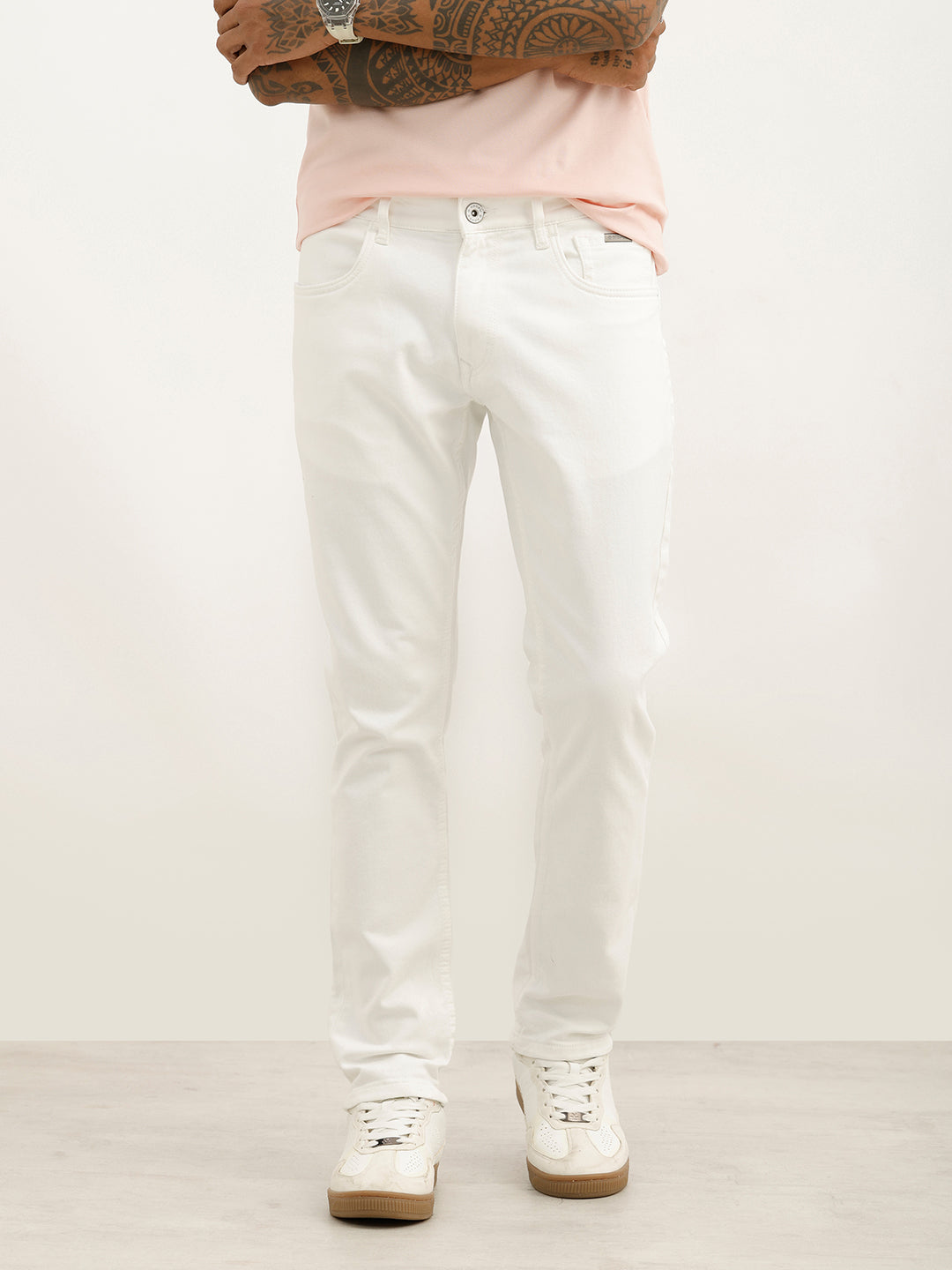 Solid Slim Fit Denim Jeans | White