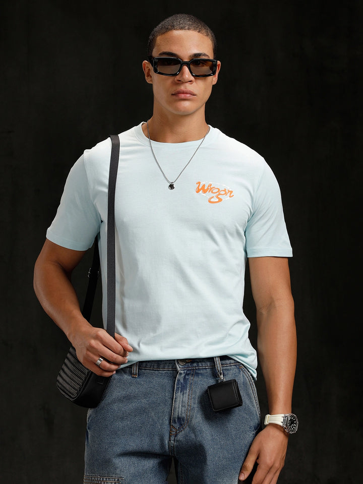 Logo Placement Printed T-Shirt | Blue