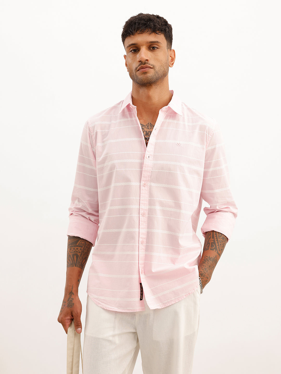 Regular Fit Striped Shirt | Pink | WMSH0559