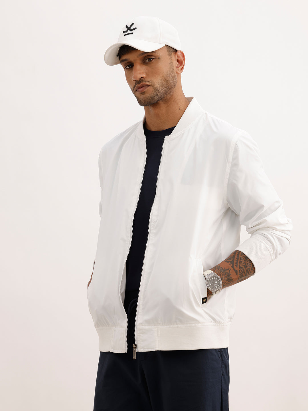 Solid Regular Fit Zipper Jacket | White | WJK02FSRE1316S