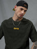 Textured Olive Crew Neck T-Shirt