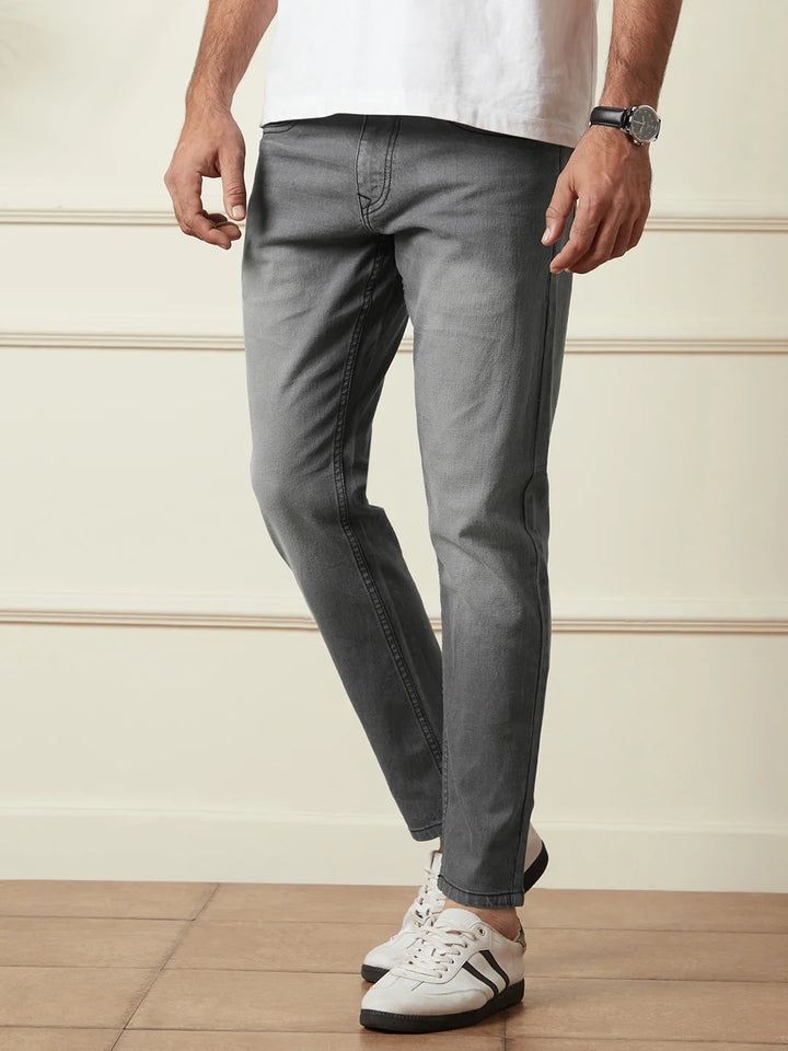 Vintage Wash Skinny Crop Jeans | Grey