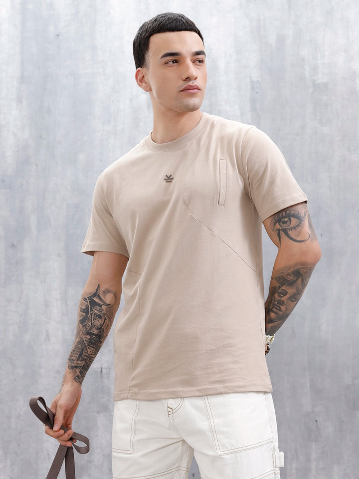 Casual Men's Tshirt With Cut&Sew Detail  | Khaki