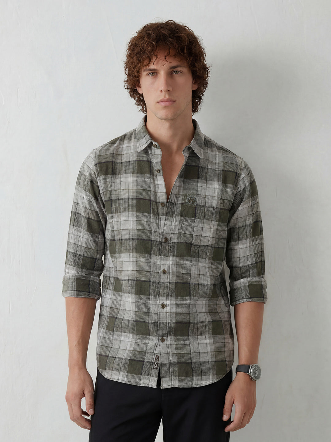 Classic Regular Fit Checkered Shirt | Olive