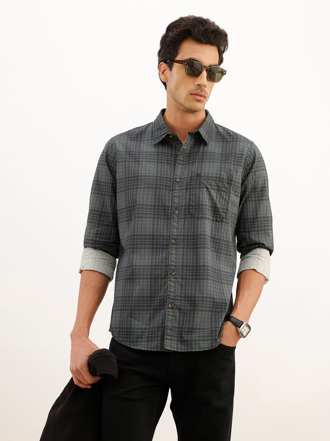 Regular Fit Checkered Shirt | Green