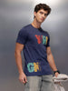 Placement Printed Regular Fit T-Shirt   |  Navy Blue