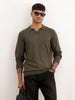 Solid Slim Fit Full Sleeve Polo T-Shirt | Olive | WPT02FSSL1628S