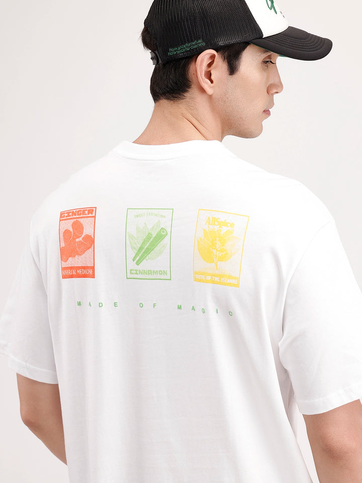 Oversized Placement Printed T-Shirt | White