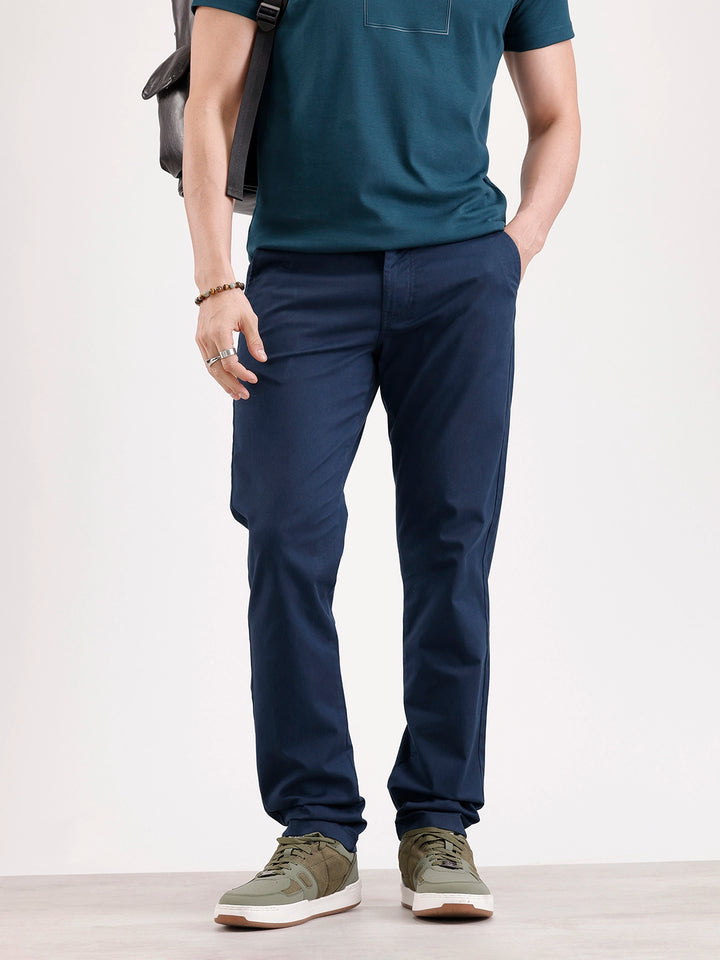 Solid Slim Fit Trouser  | Navy Blue