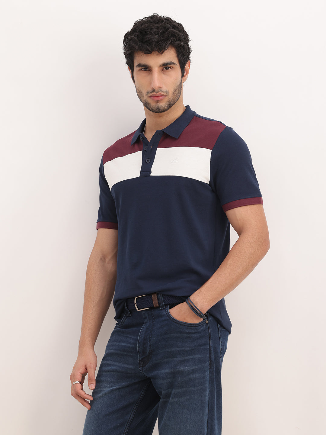 Classic Slim Fit Cut & Sew Polo T-Shirt | Navy Blue