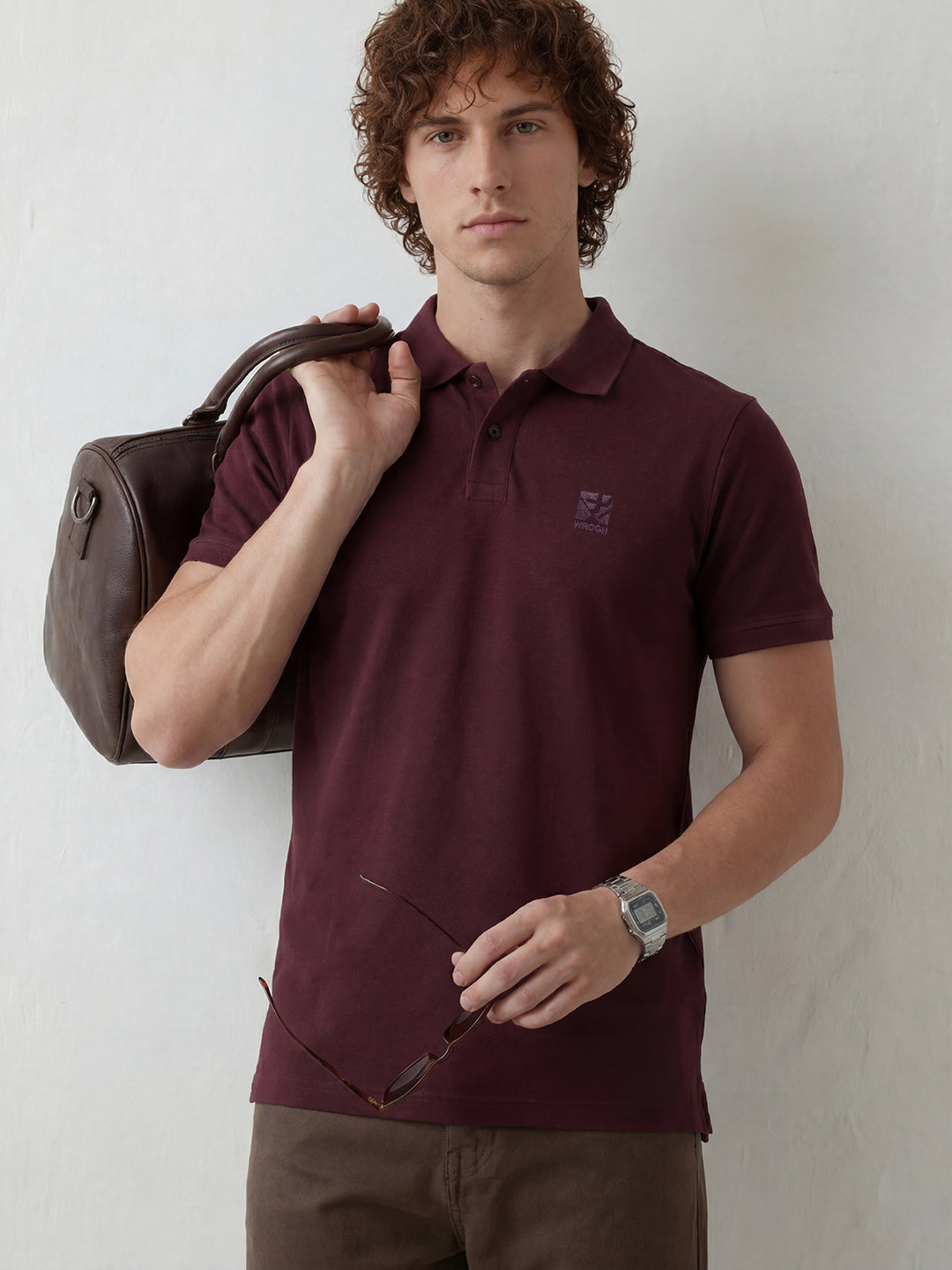 Solid Slim Fit Polo T-Shirt | Wine