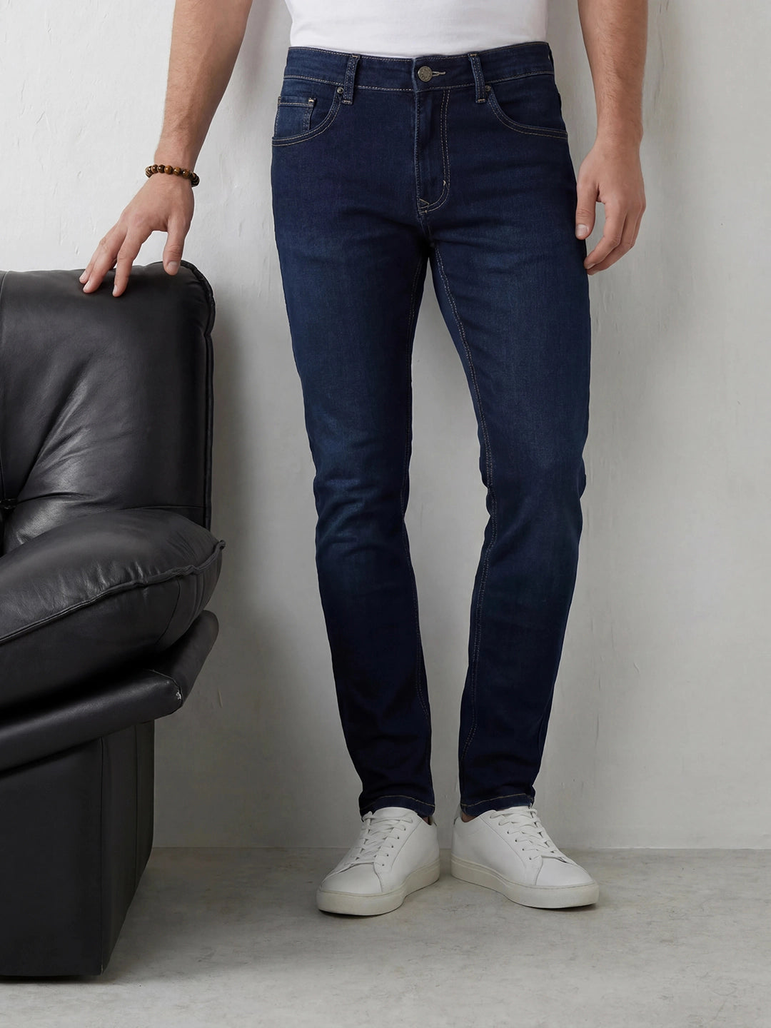 Solid Slim Fit Denim Jeans | Dark Blue