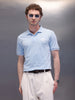 Solid Blue Logo Embroidered Polo T-Shirt