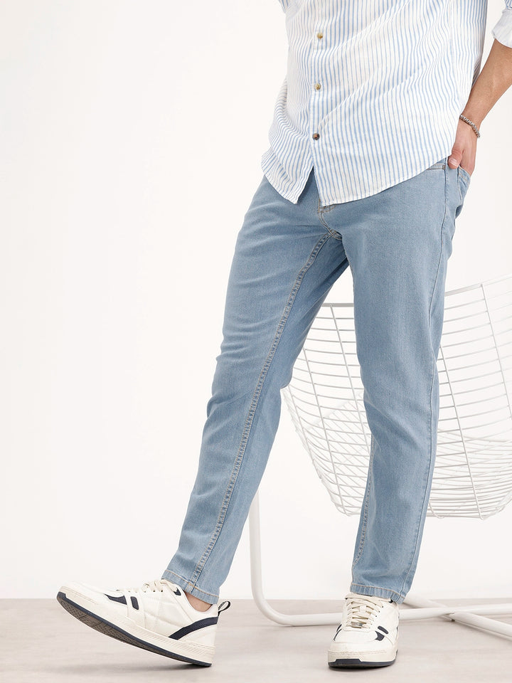 Solid Skinny Crop Denim Jeans | Light Blue