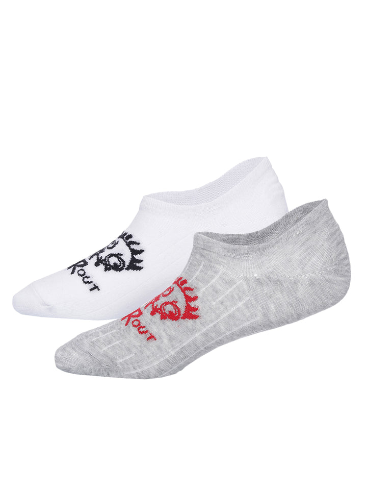 Snug Monster White & Grey No Show Socks Pack of 2