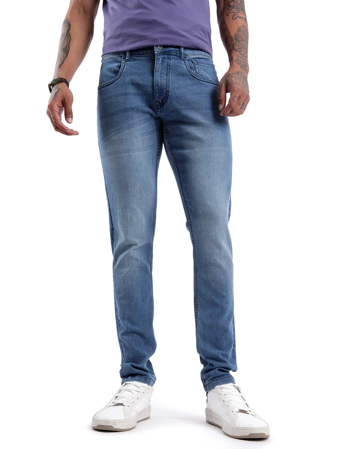 Indigo Medstone Slim Tapered Jeans